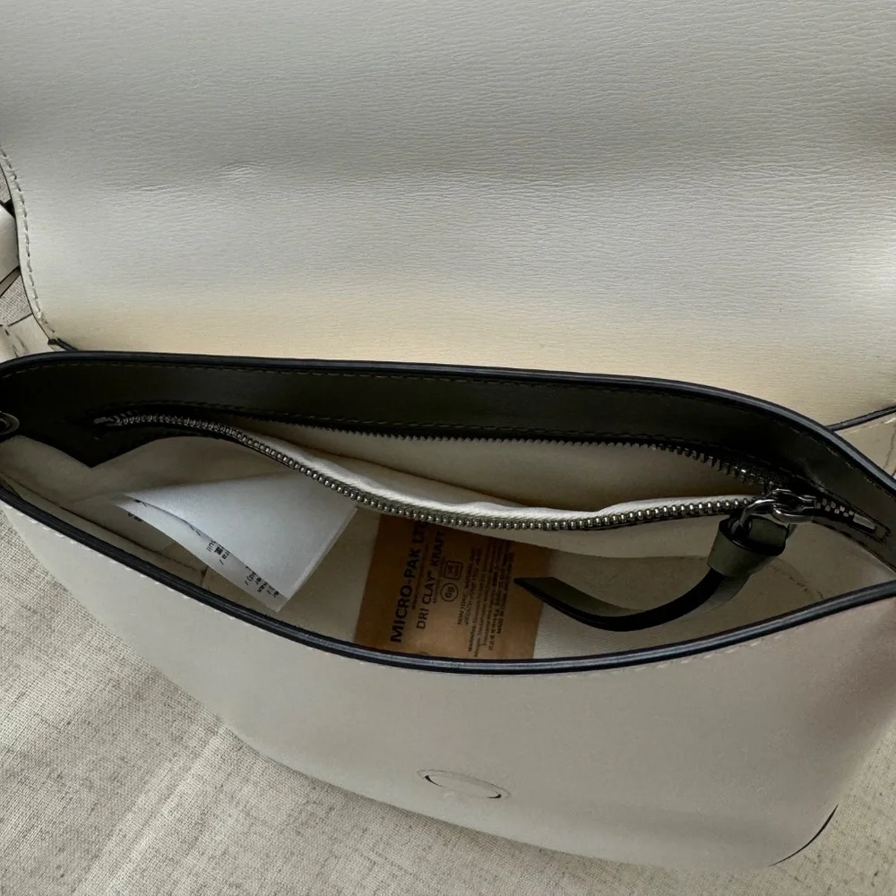 Ganni Banner Saddle Leather Off-White Crossbody Bag | One Size - Picture 9 of 17